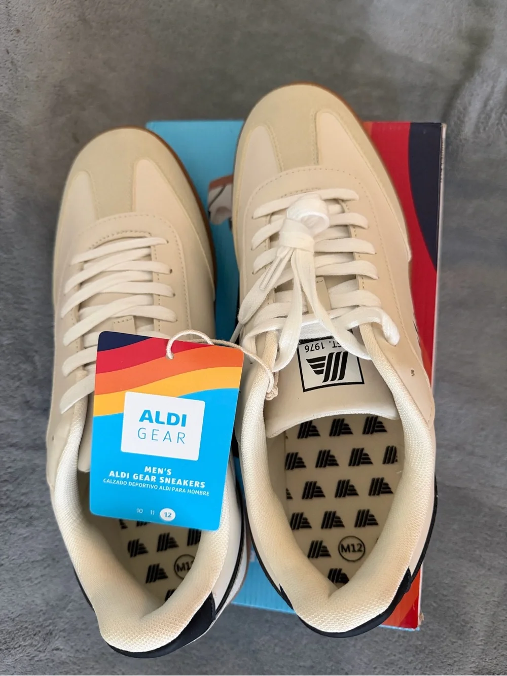 NEW ALDI RARE 50th ANNIVERSARY GEAR SNEAKERS MEMORY FOAM SHOES MEN’S 12 CREAM